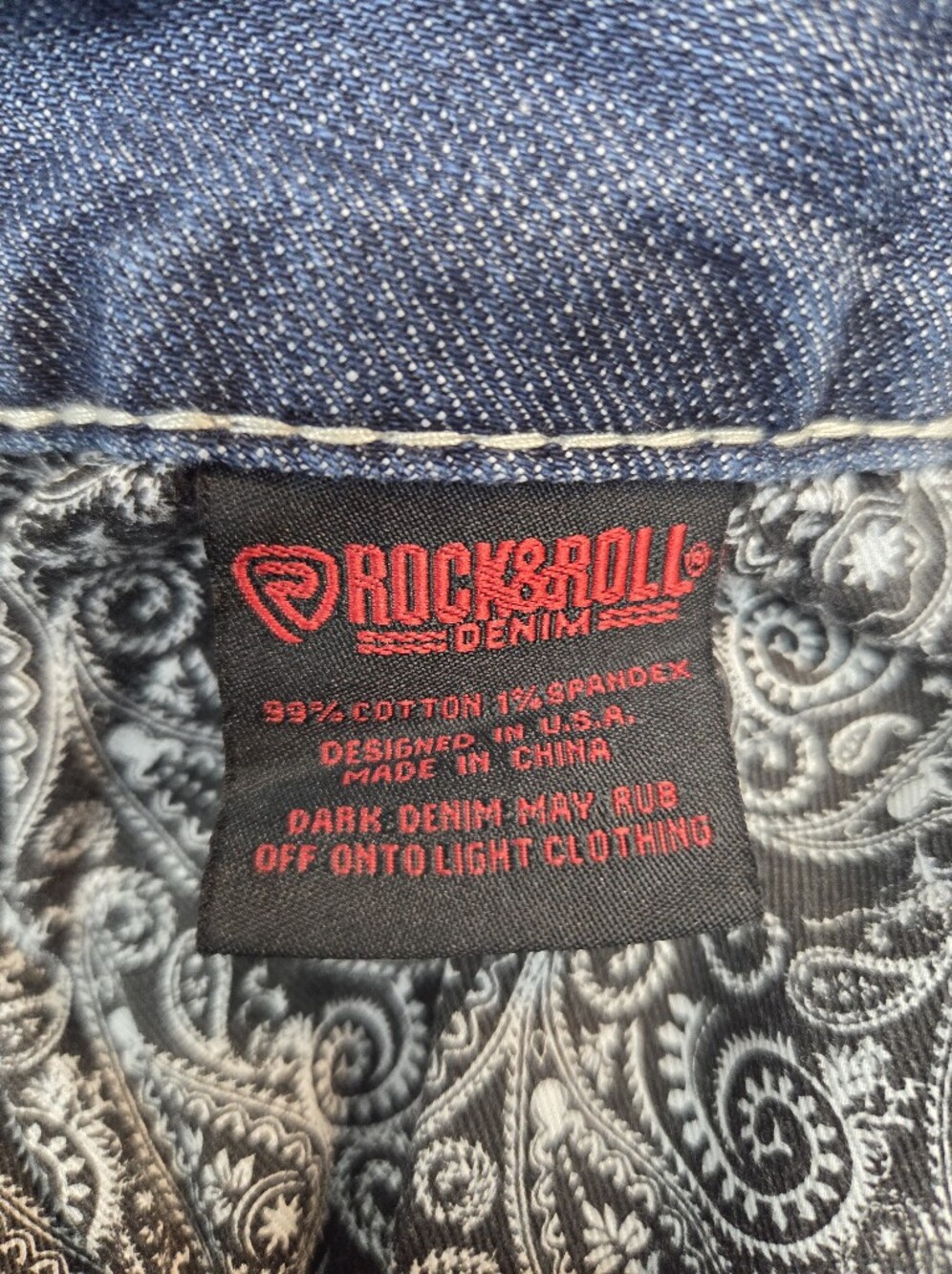 Rock & Roll Denim Pistol Straight Leg Jeans 38x30 Men’s Western #1532 - Picture 4 of 6